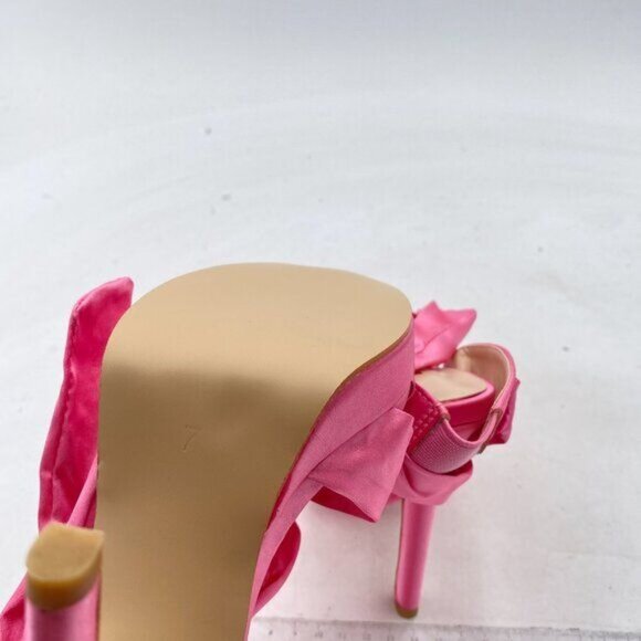 FSJ Women Cocktail Peep Toe Satin Lace Up Sandals Ankle Wrap Platform High Heels - Picture 6 of 8